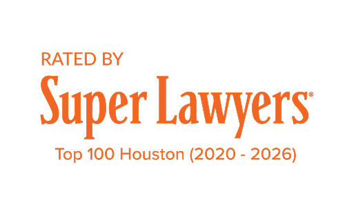 Rated By Super Lawyers Top 100 In Houston 2020 - 2026 Badge